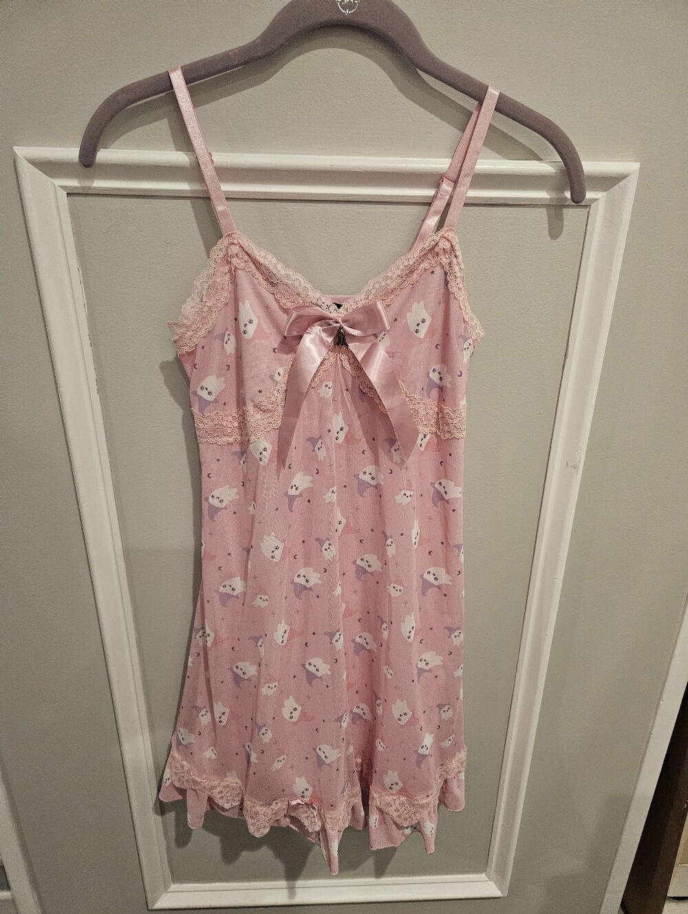 Sweet Society pink cami babydoll dress with ghosts wearing Witch Hats Size Small
